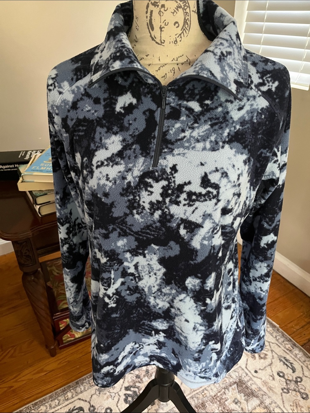 COLUMBIA Navy and Blue Tie-Dye Quarter Zip Pullover